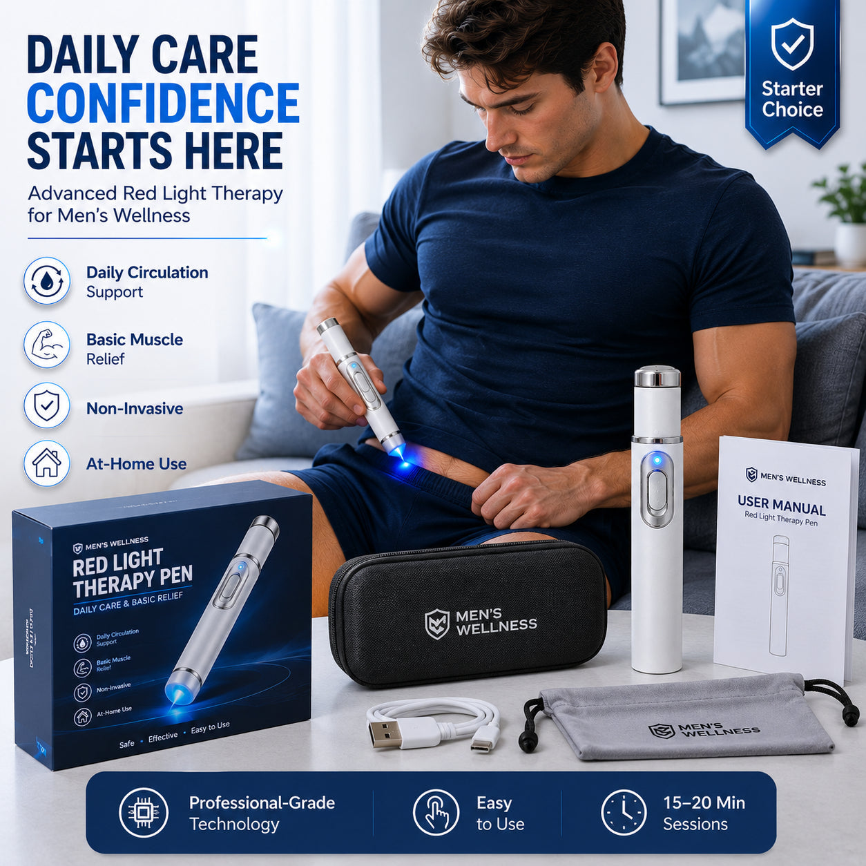 Advanced Acoustic Shockwave Therapy restores penile tissue health to enhance rise rigidity, stamina, and male performance confidence, relieving muscle pain, joint stiffness, tendon discomfort